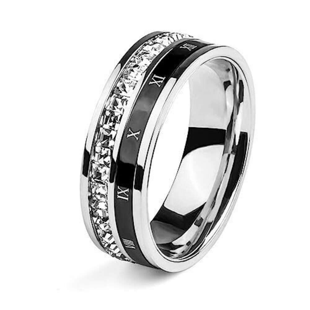 3779 18K Gold Plated Roman Numeral Cubic Zirconia Ring , Square CZ Gold